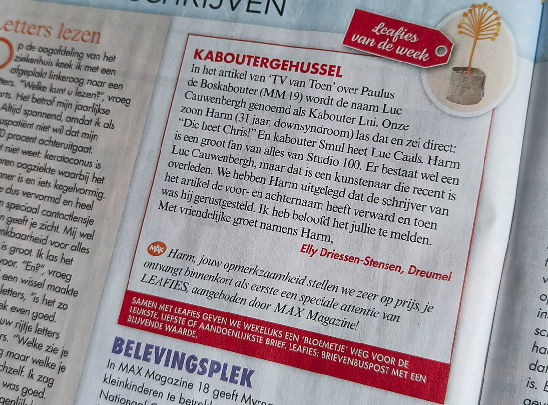 Brief van de Week van MAX Magazine